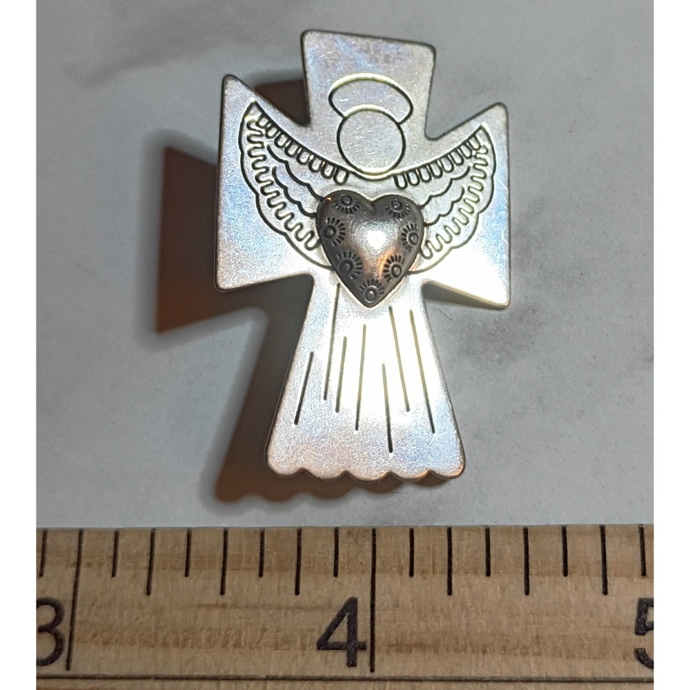 Carolyn Pollack Relios Sterling Silver Angel Heart Pin Pendant Brooch 925